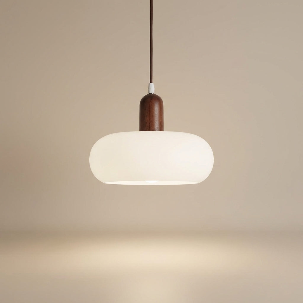 Eldra Nordic Wood Frame Glass Pendant Lamp For Home Lighting
