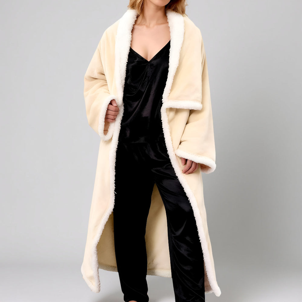 Electric Heated Wearable Robe — Hooded Throw Blanket Integrated Sleeves