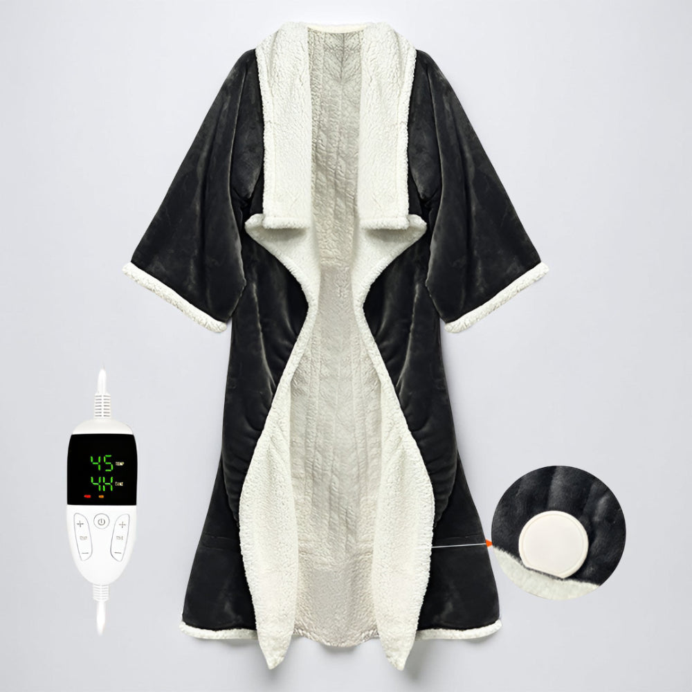 Electric Heated Wearable Robe — Hooded Throw Blanket Integrated Sleeves