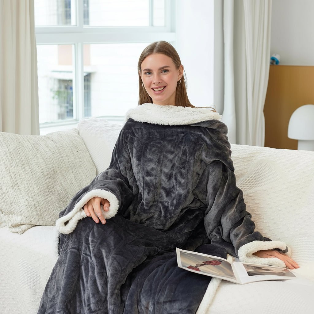 Electric Heated Blanket Wearable Sherpa Fleece Throw Adults | Meowbutter