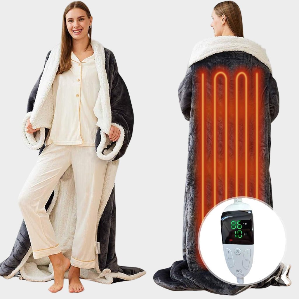 Electric Heated Blanket Wearable Sherpa Fleece Throw Adults | Meowbutter