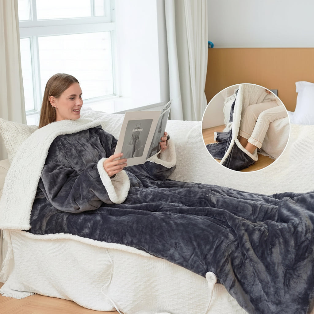 Electric Heated Blanket Wearable Sherpa Fleece Throw Adults | Meowbutter