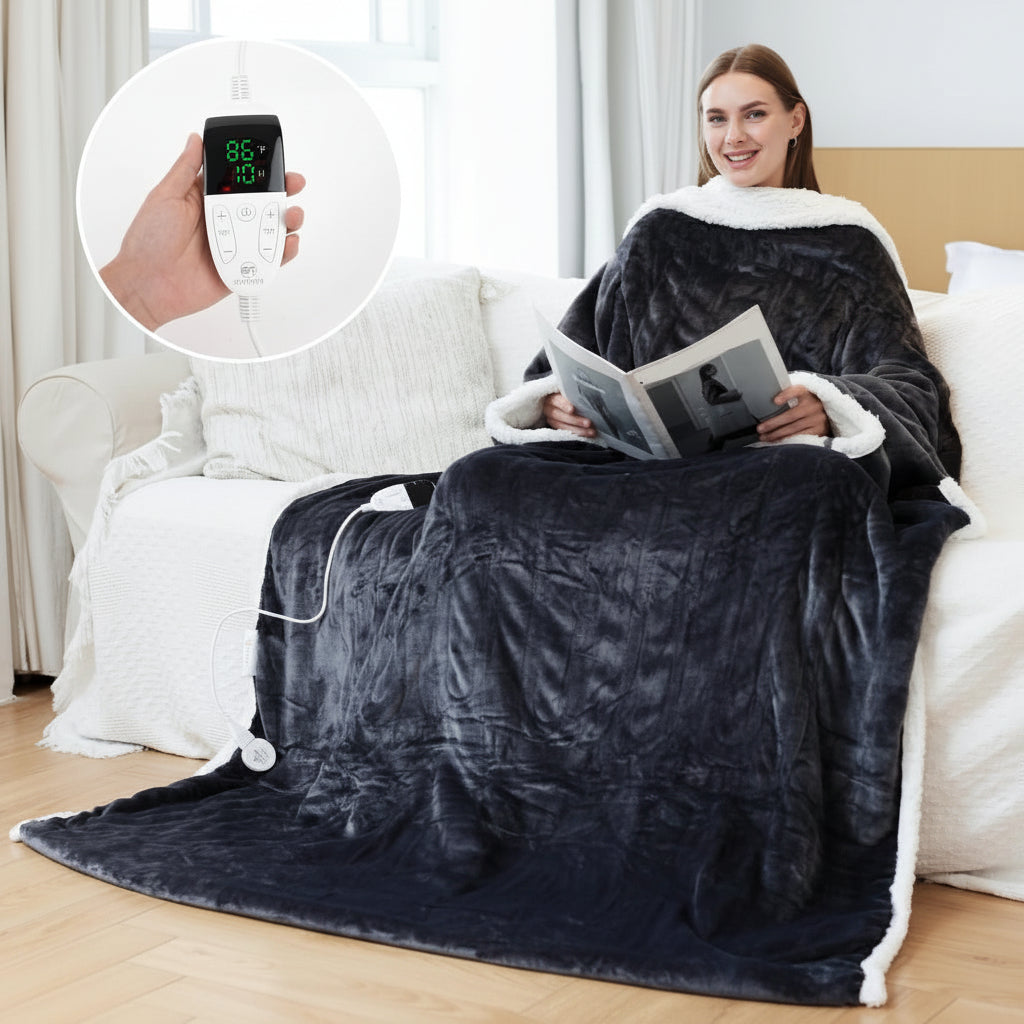 Electric Heated Blanket Wearable Sherpa Fleece Throw Adults | Meowbutter