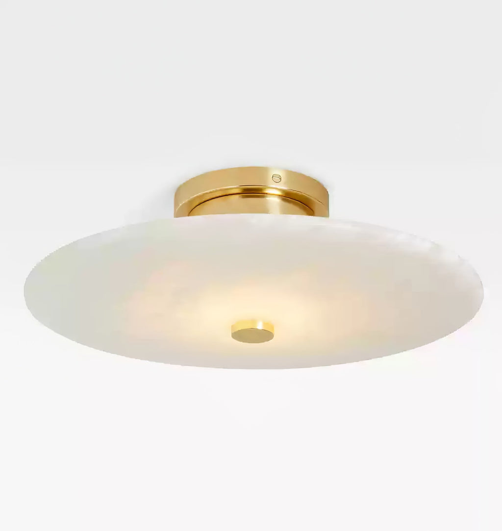 Alabasterskærm i messing loftslampe med justerbar højde