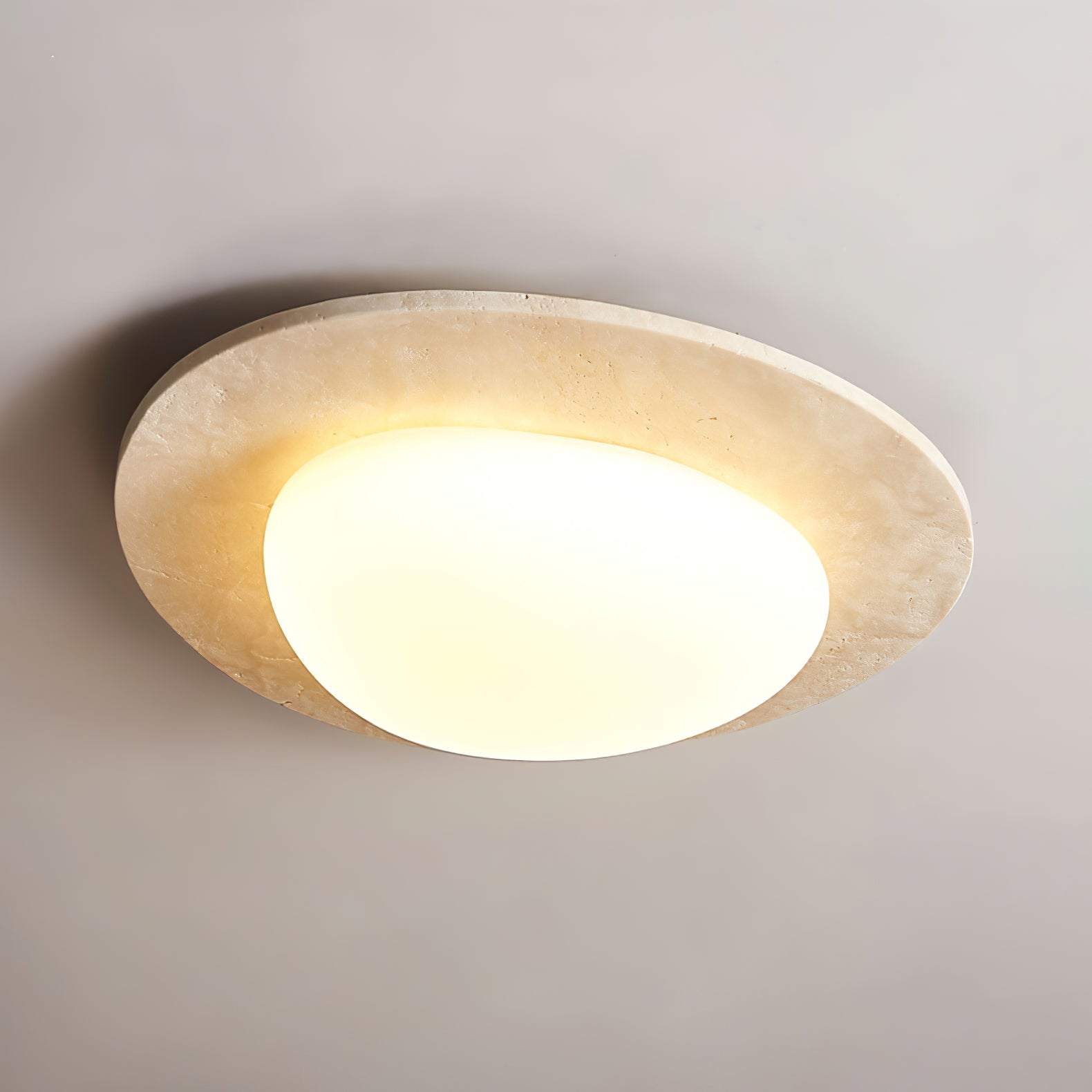 Plafonnier en travertin naturel avec LED intégrée