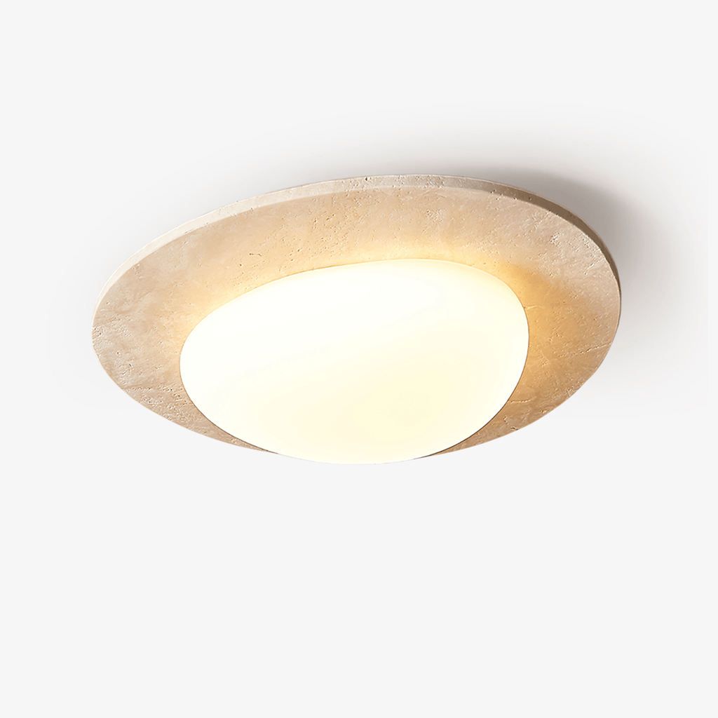 Plafonnier en travertin naturel avec LED intégrée
