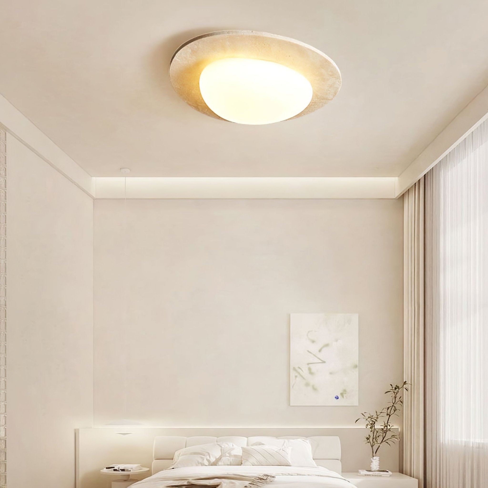 Plafonnier en travertin naturel avec LED intégrée