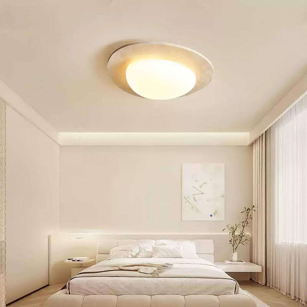 Plafonnier en travertin naturel avec LED intégrée