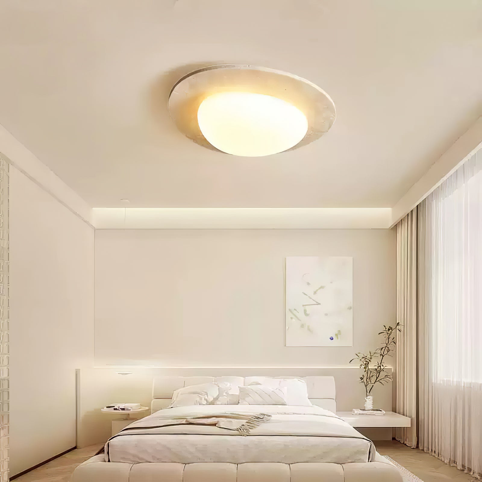 Plafonnier en travertin naturel avec LED intégrée