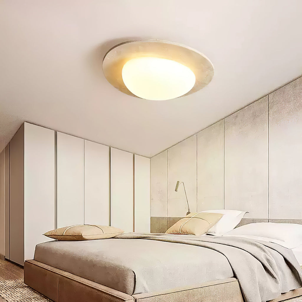 Plafonnier en travertin naturel avec LED intégrée