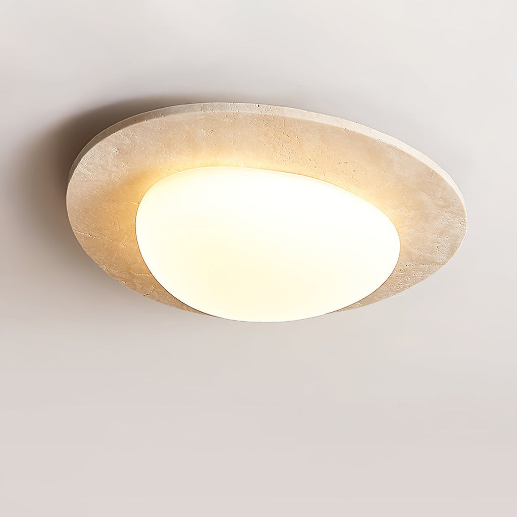 Plafonnier en travertin naturel avec LED intégrée