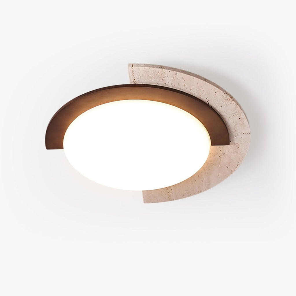 Elegante dimbare boogplafondlamp met gele travertijn