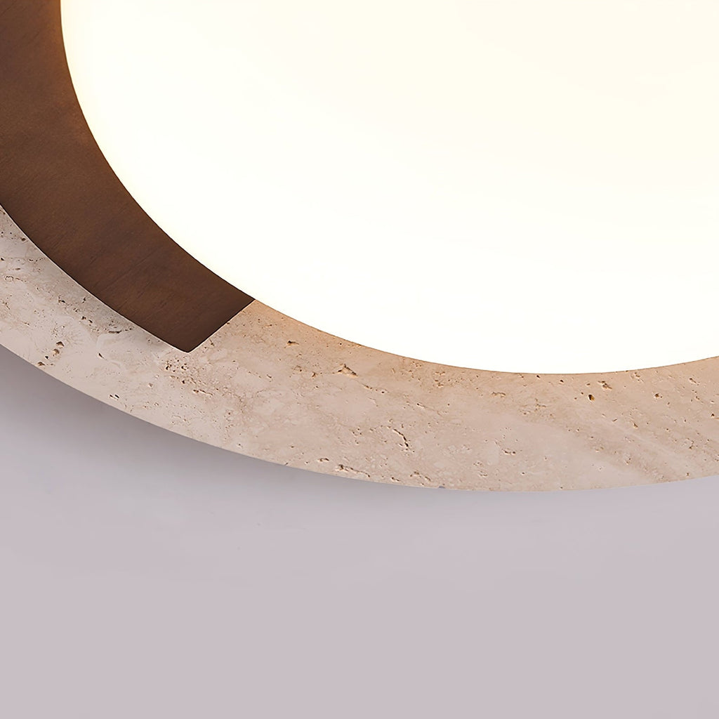 Elegante dimbare boogplafondlamp met gele travertijn