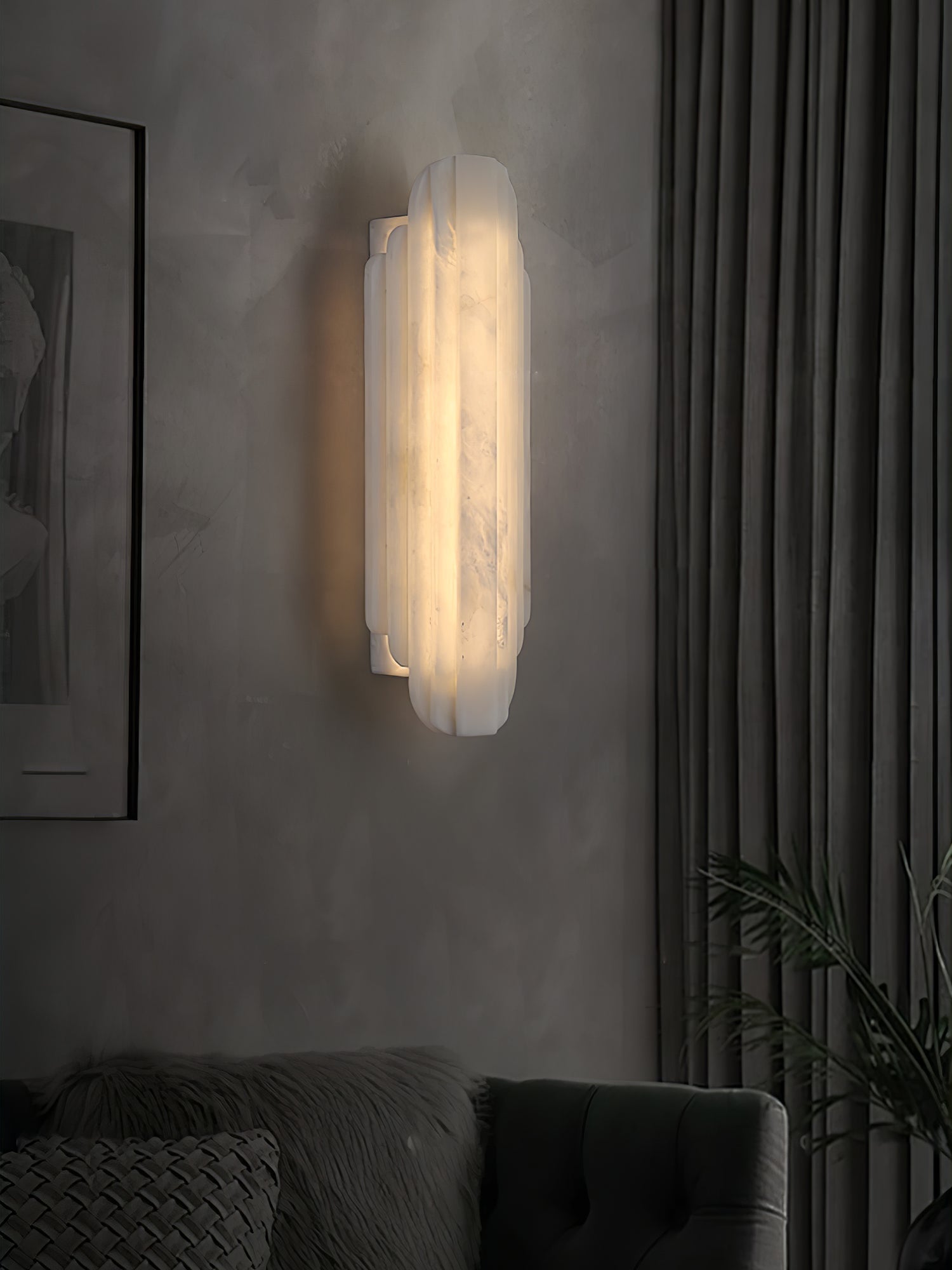 Aplique de alabastro con base de metal y luz regulable