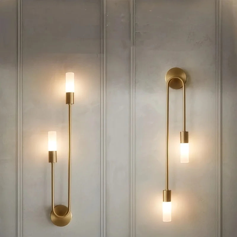Gleaming Gold Wall Sconce With Twin Scoop Design And Acrylic Finish