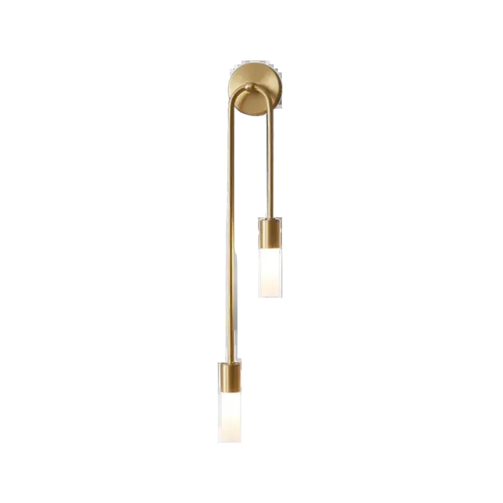 Gleaming Gold Wall Sconce With Twin Scoop Design And Acrylic Finish