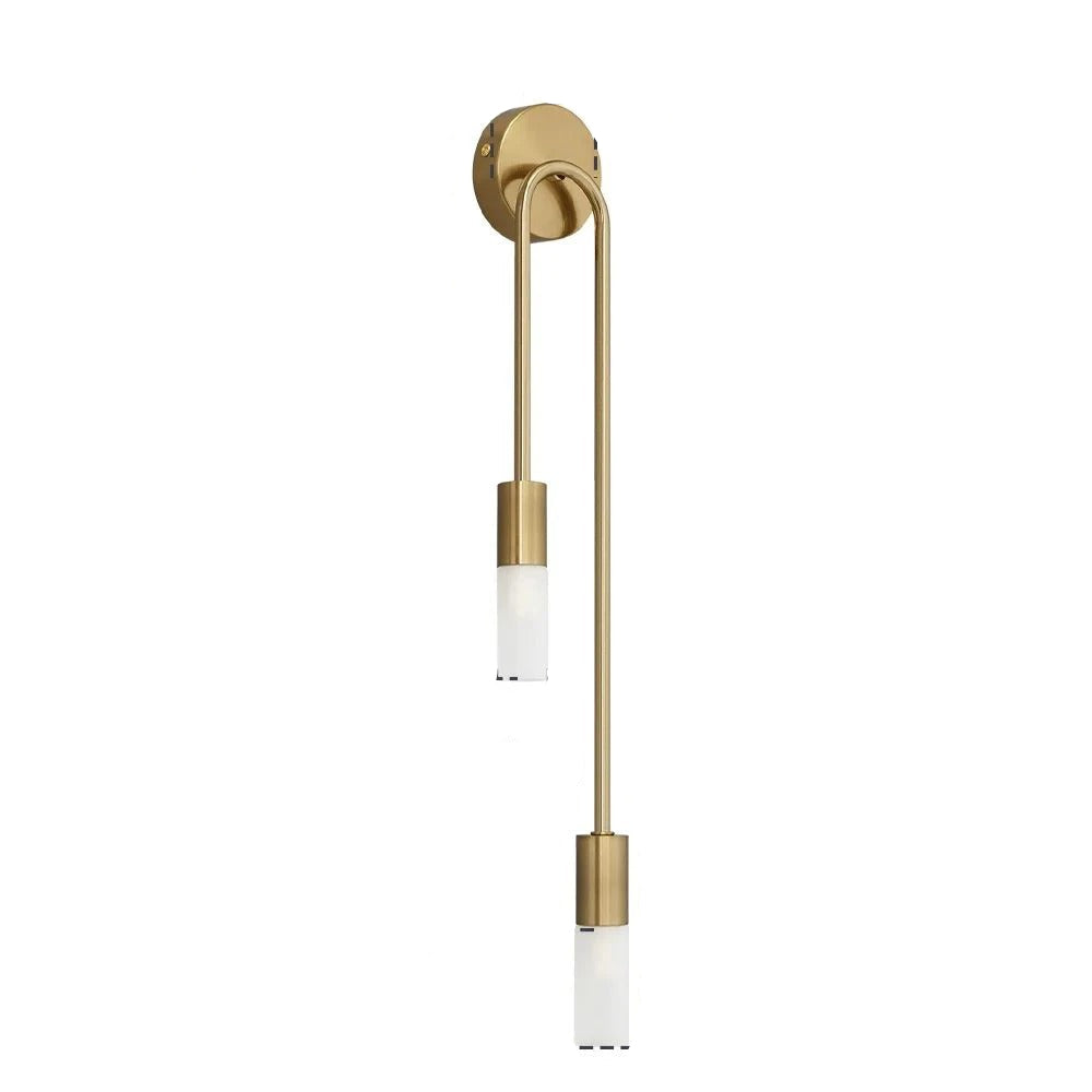 Gleaming Gold Wall Sconce With Twin Scoop Design And Acrylic Finish