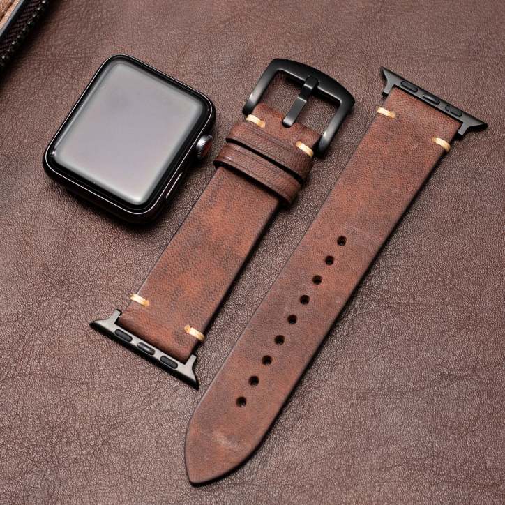 Apple Watch prémium bőr szíj — időtálló, kézműves kivitelű cserepánt