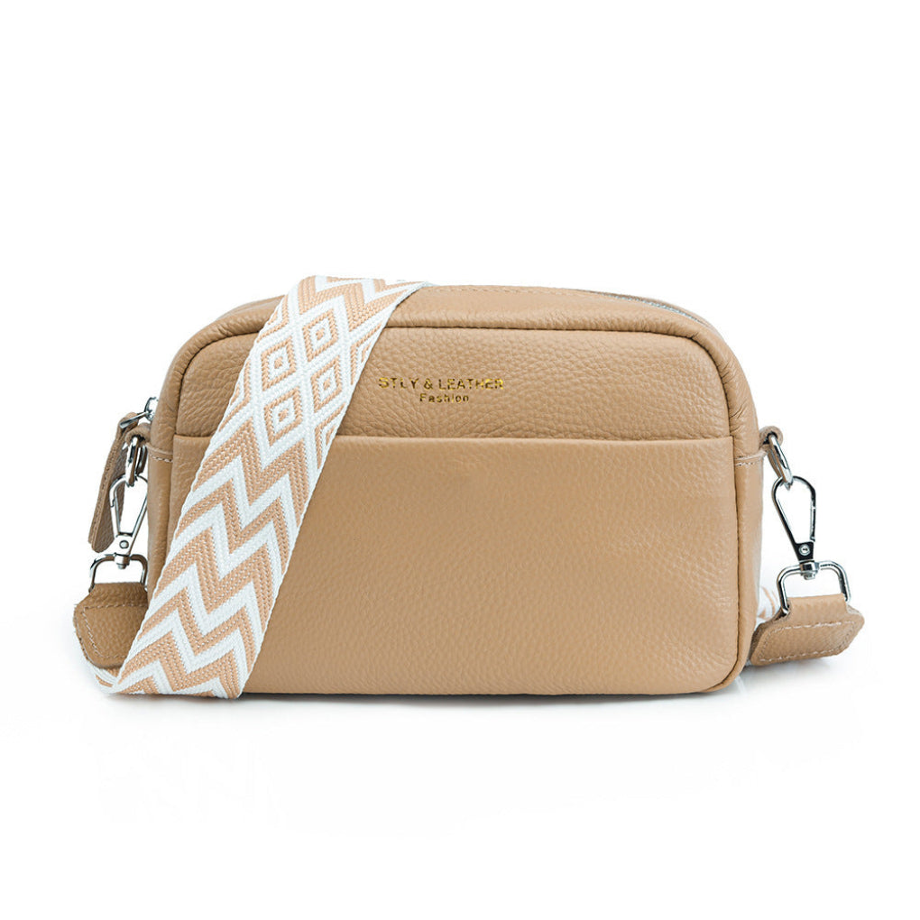 Sac bandoulière en cuir véritable - Bandoulière à motifs, intérieur spacieux de taille moyenne
