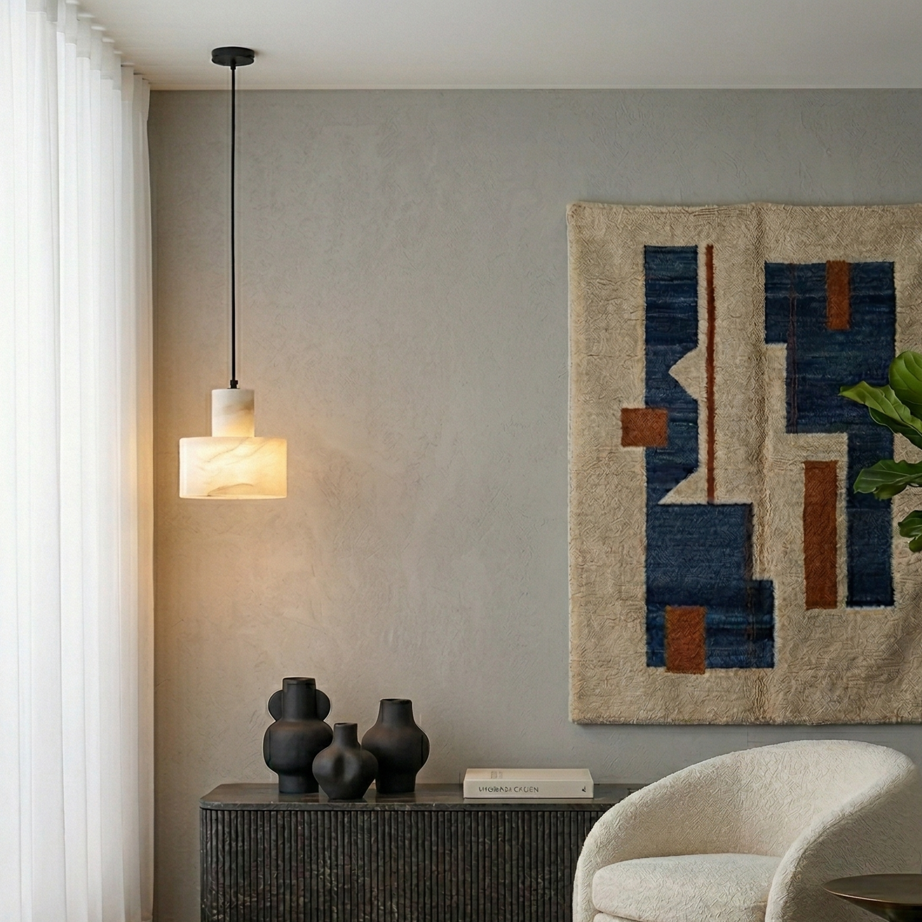 Chic Alabaster pendel med justerbar højde