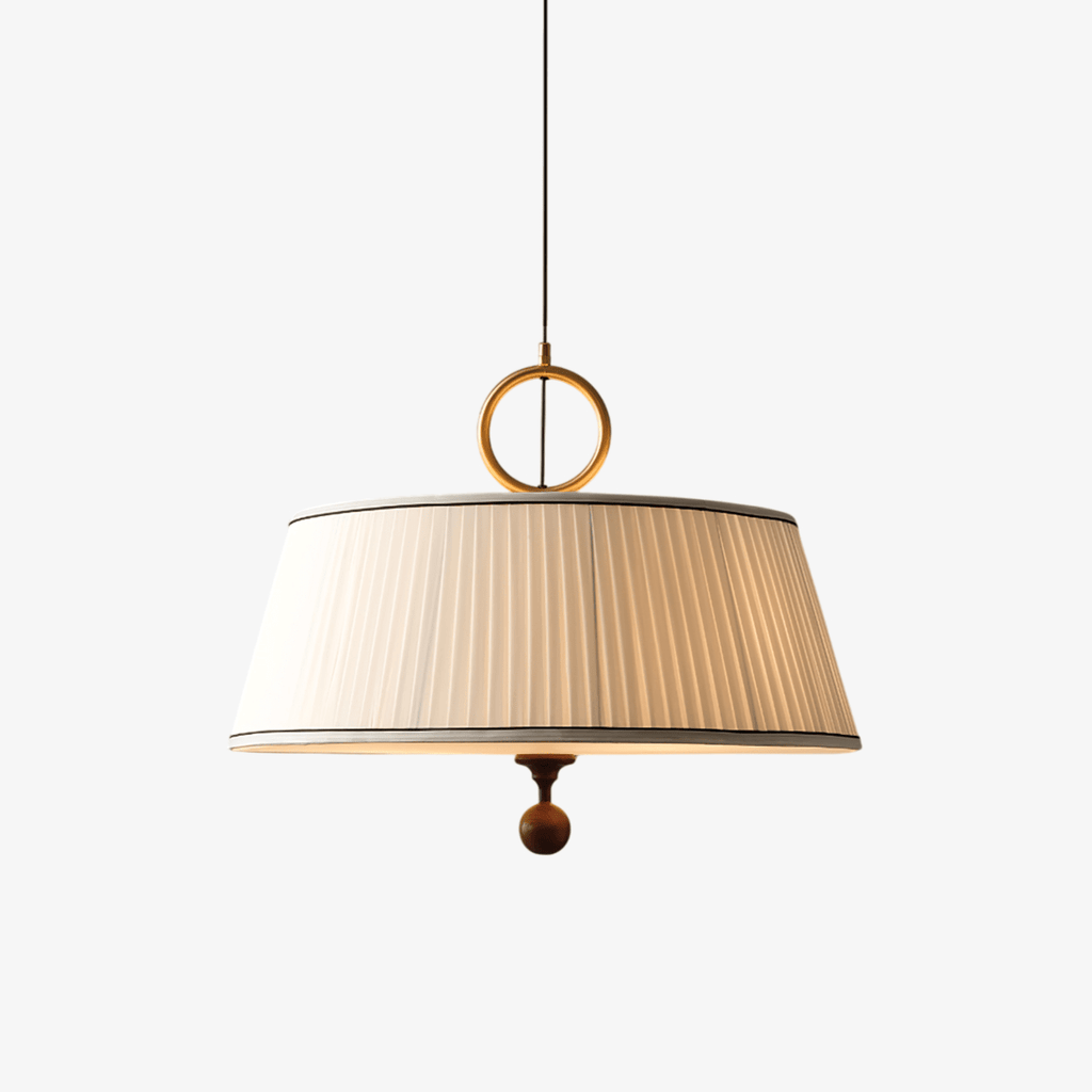 Luminária de Pendurar Refinada com Abajur de Tecido e Detalhes em Metal, Altura Ajustável