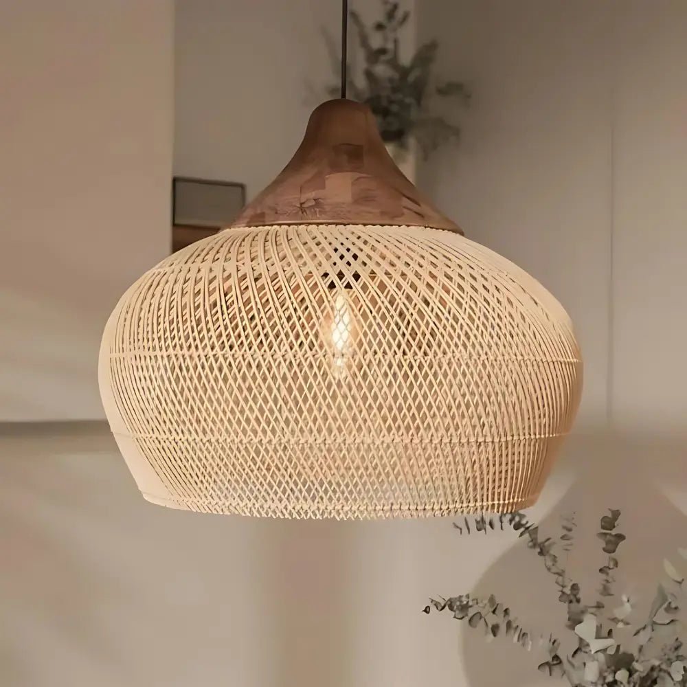 MarenaBoho Handmade Rattan Hanging Lamp Boho Style