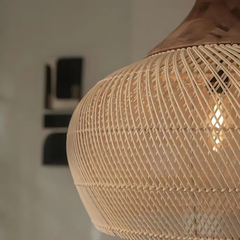MarenaBoho Handmade Rattan Hanging Lamp Boho Style