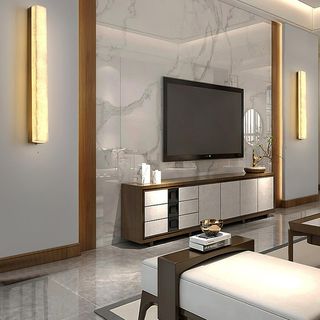 Liora | Brass and Alabaster Linear Wall Lamp