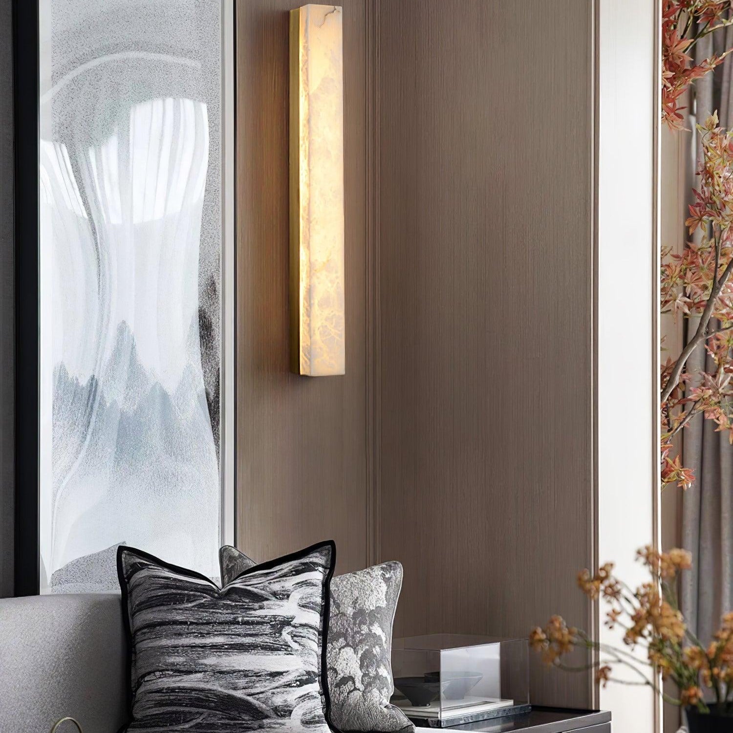 Liora | Brass and Alabaster Linear Wall Lamp