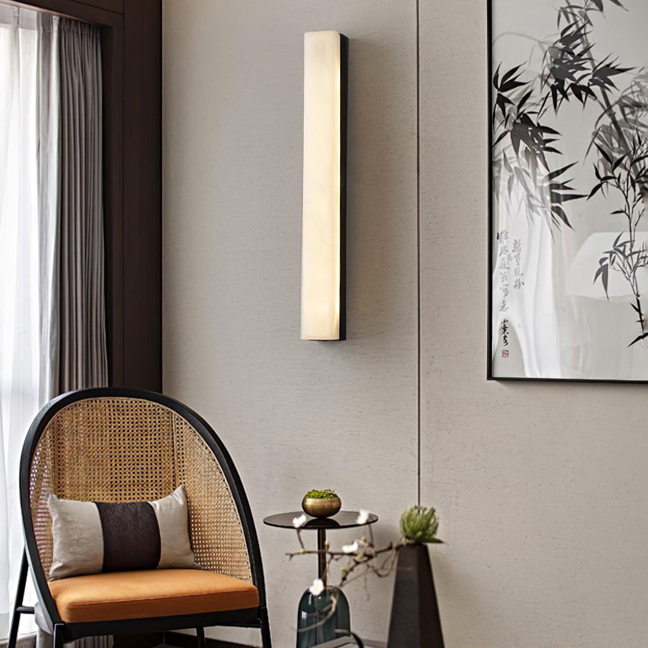 Liora | Brass and Alabaster Linear Wall Lamp