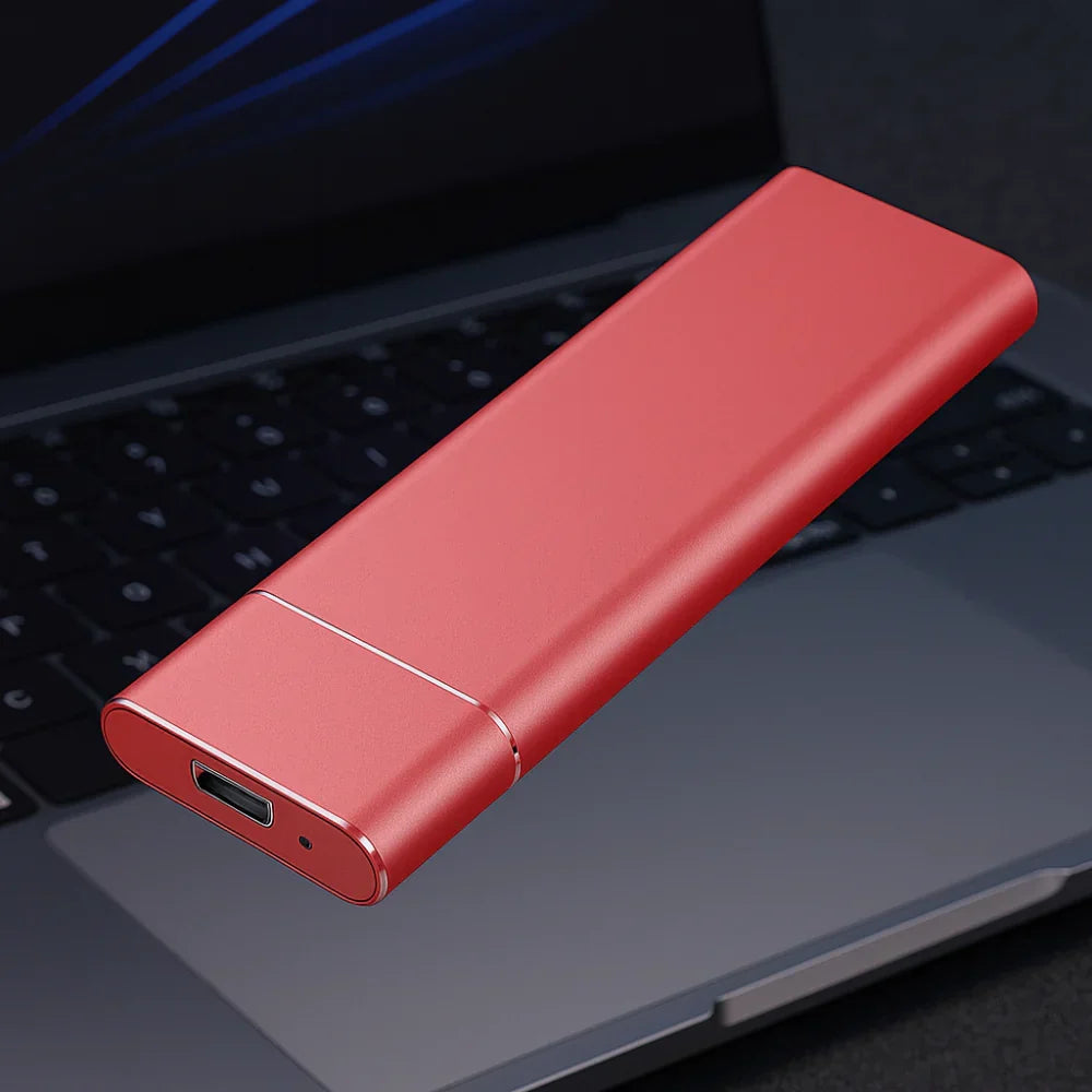 Unidad externa portátil de aluminio — diseño compacto de metal cepillado