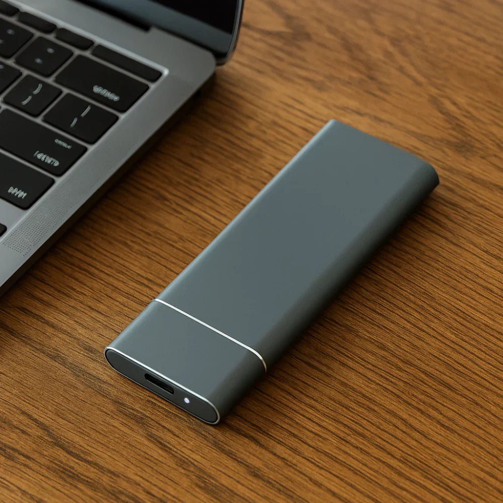 Unidad externa USB de aluminio cepillado — 500 GB de almacenamiento compacto