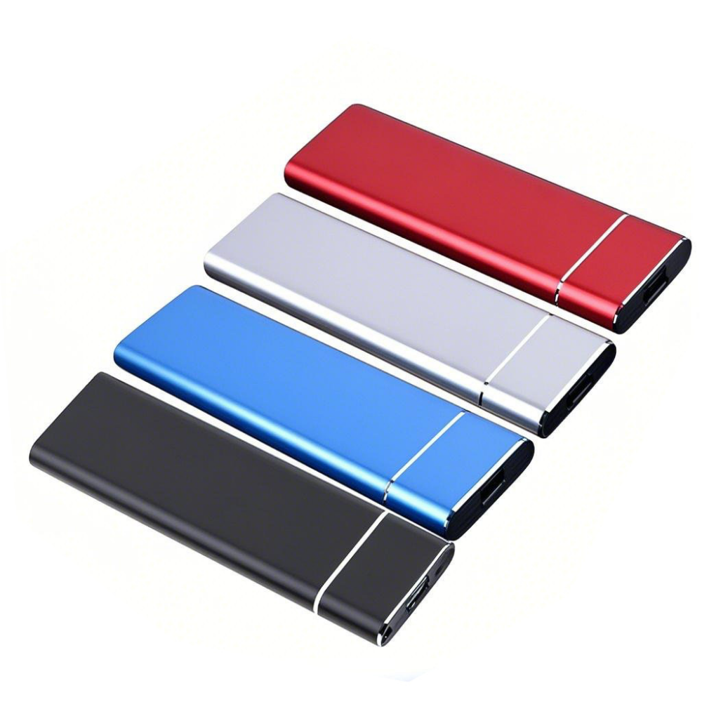 Unidad externa portátil de aluminio — diseño compacto de metal cepillado