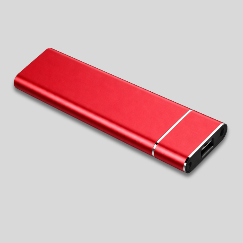 Unidad externa portátil de aluminio — diseño compacto de metal cepillado