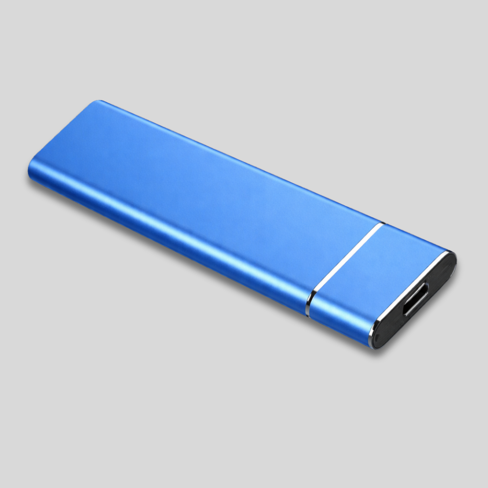 Unidad externa portátil de aluminio — diseño compacto de metal cepillado