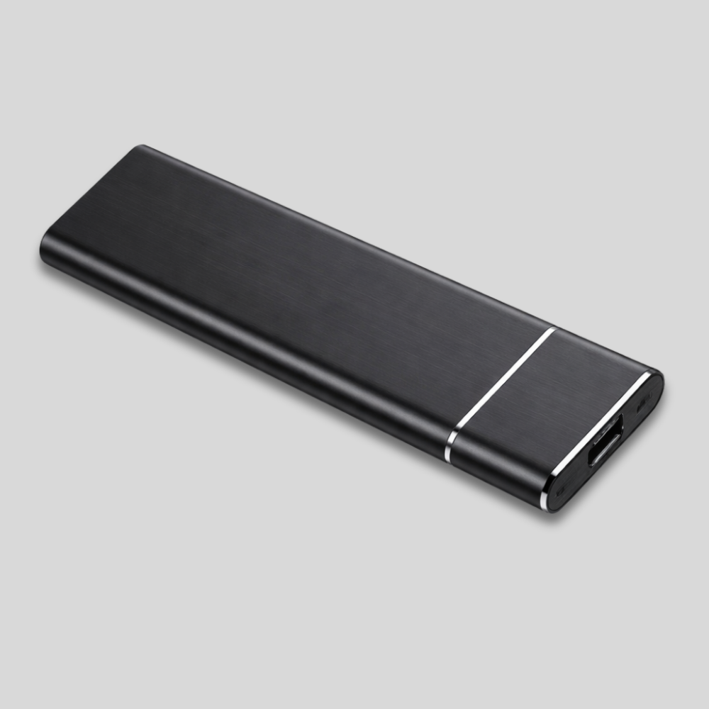 Unidad externa portátil de aluminio — diseño compacto de metal cepillado