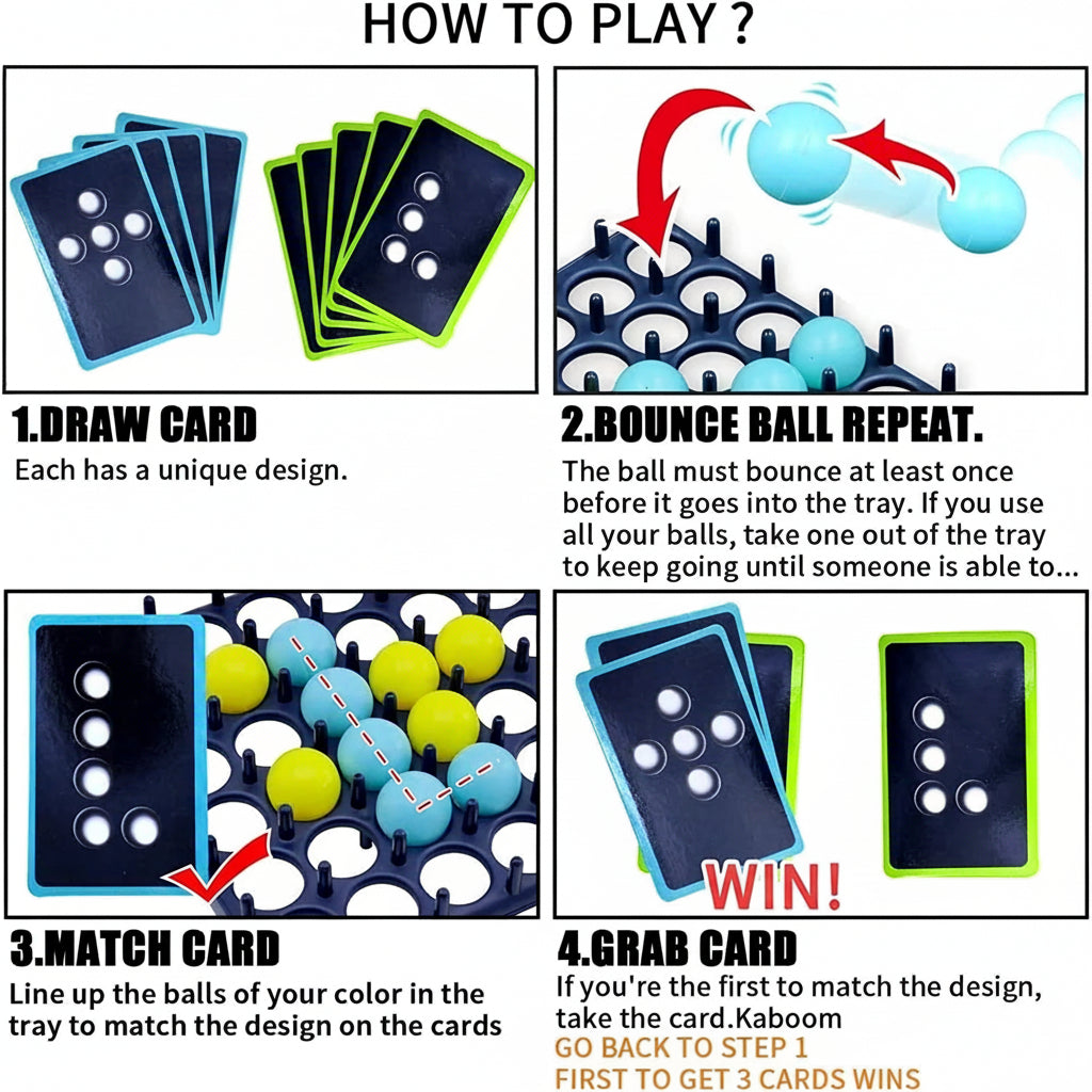 Interactive Party Board Game — Ball Toss Scoring Grid and Match Cards