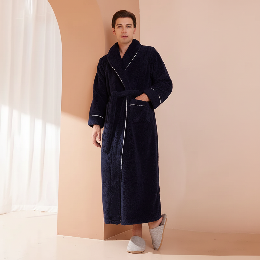 Robe de banho confortável de inverno, com mangas compridas — robe térmico macio para estar em casa