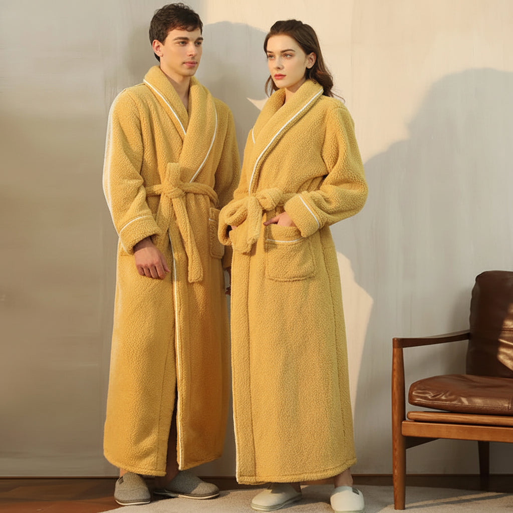 Robe de banho confortável de inverno, com mangas compridas — robe térmico macio para estar em casa