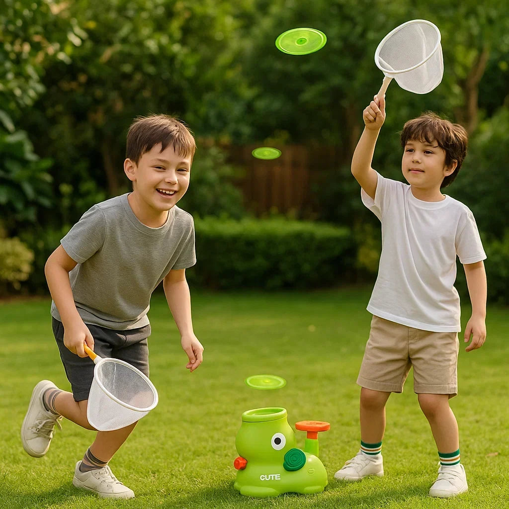 Interactive Frisbee Launcher and Rebound Net Play Set