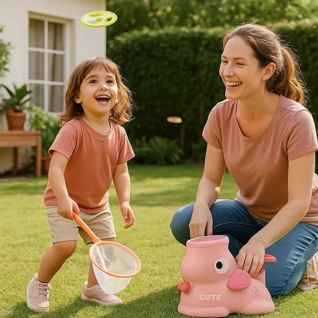 Interactive Frisbee Launcher and Rebound Net Play Set
