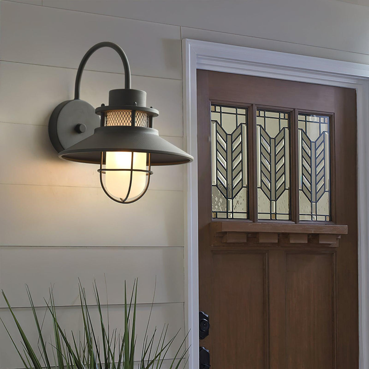 Lanterne murale industrielle Felix - luminaire à cage en acier étanche, 32×25×29cm
