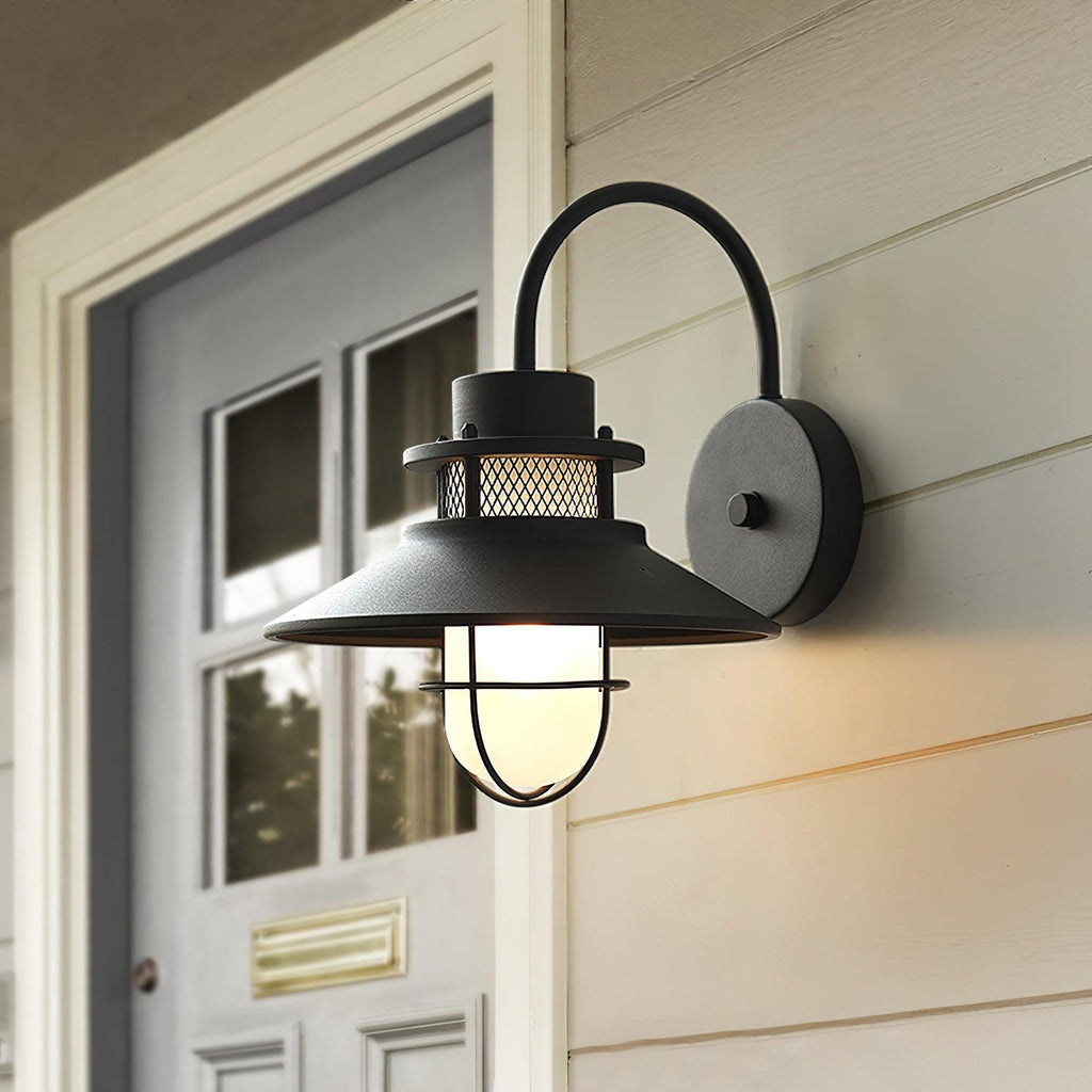 Lanterne murale industrielle Felix - luminaire à cage en acier étanche, 32×25×29cm