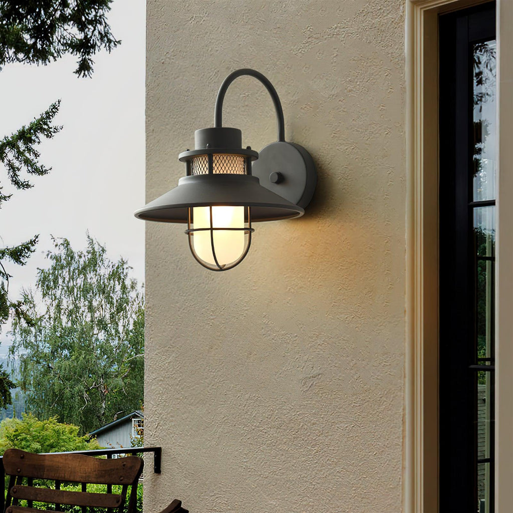 Lanterne murale industrielle Felix - luminaire à cage en acier étanche, 32×25×29cm