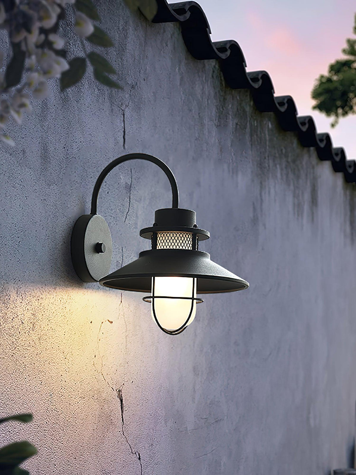 Lanterne murale industrielle Felix - luminaire à cage en acier étanche, 32×25×29cm