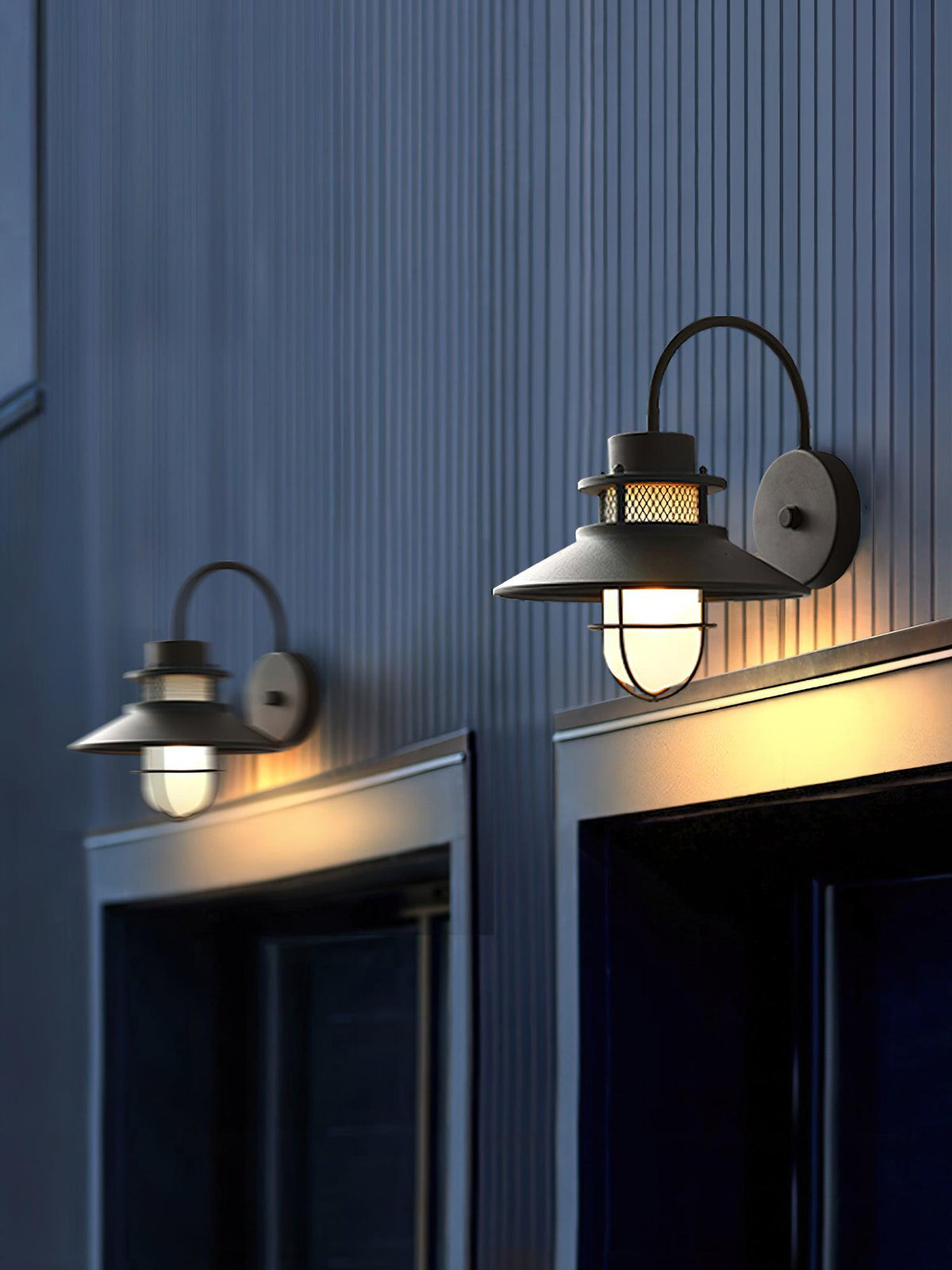 Lanterne murale industrielle Felix - luminaire à cage en acier étanche, 32×25×29cm