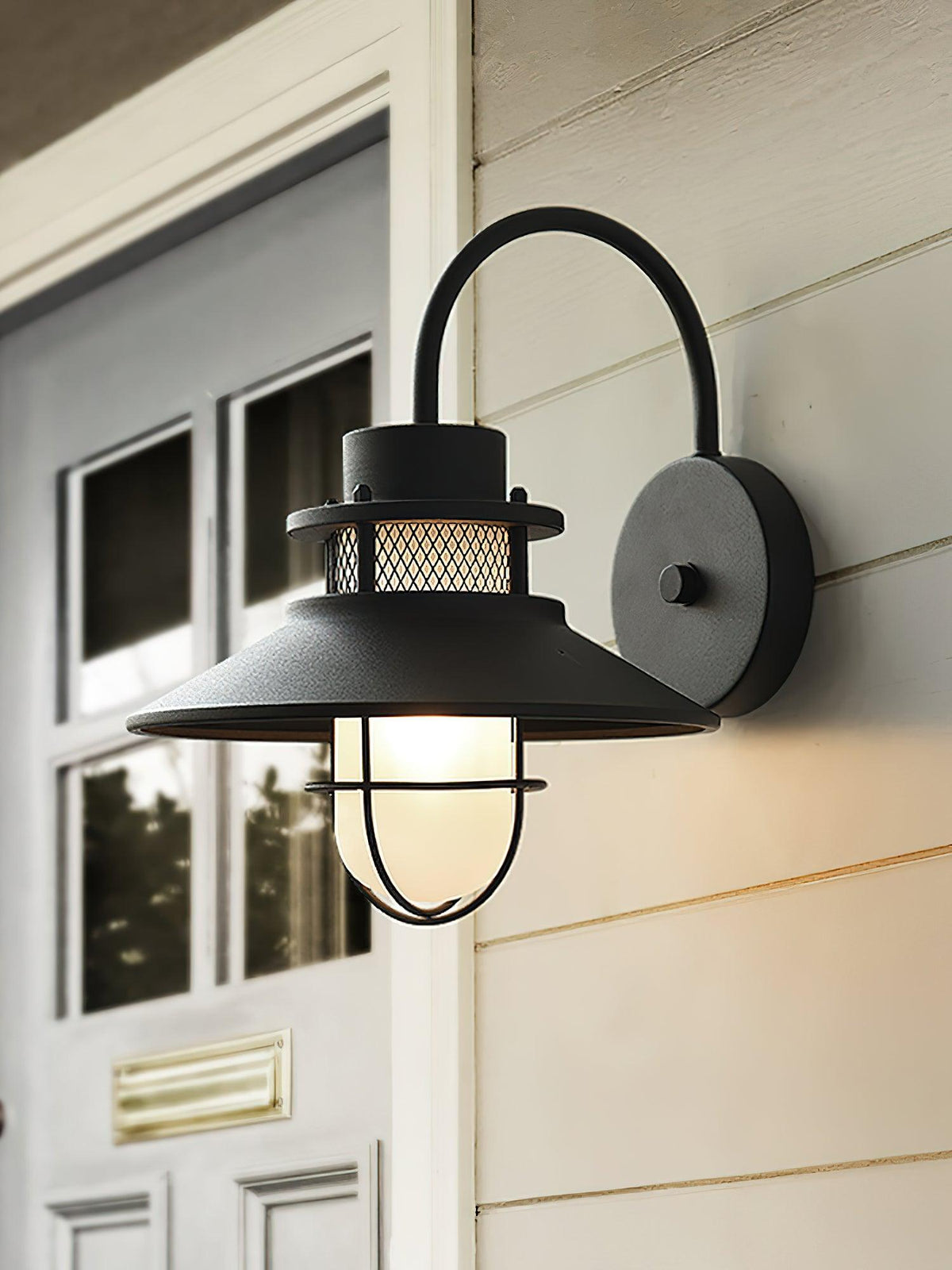 Lanterne murale industrielle Felix - luminaire à cage en acier étanche, 32×25×29cm