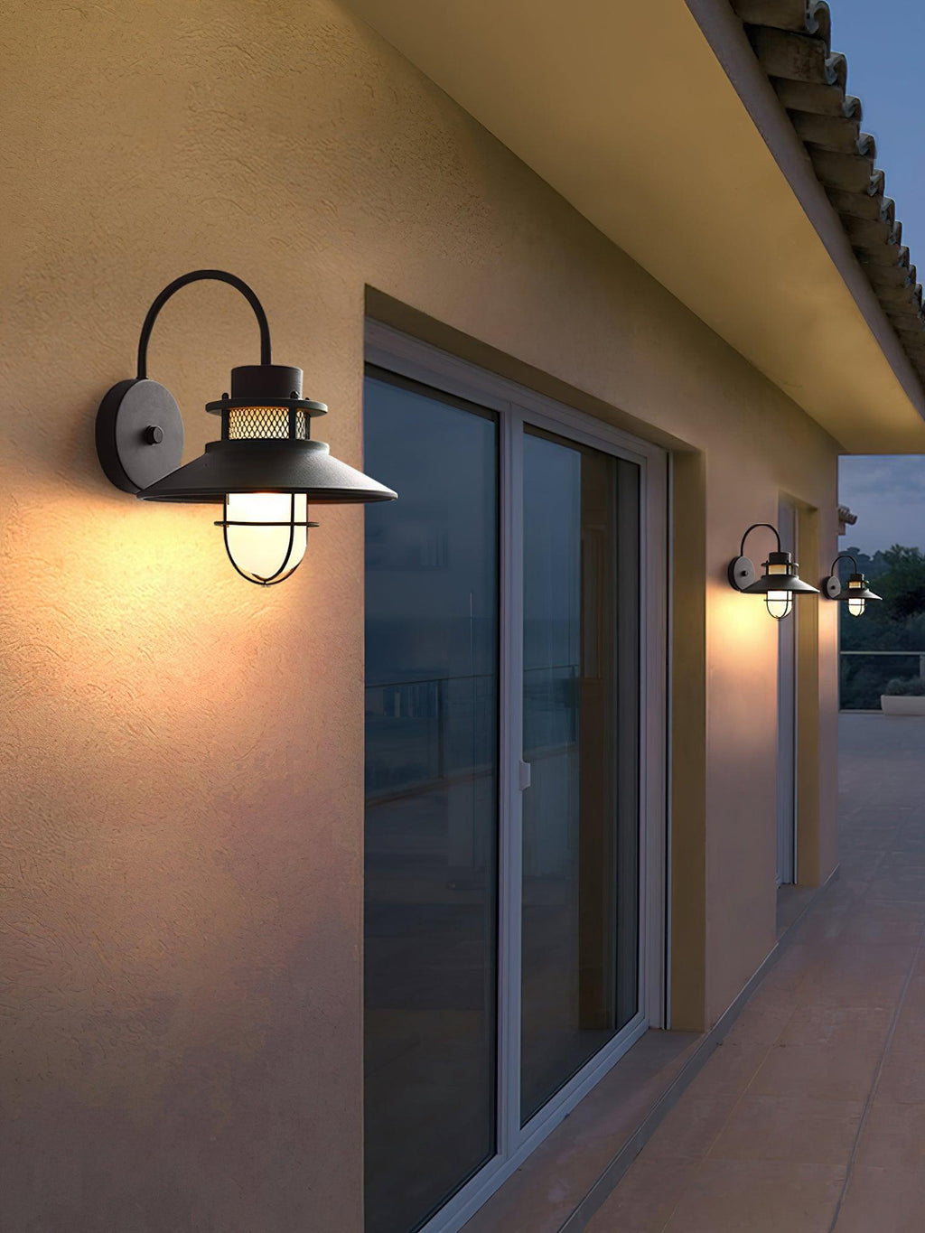 Lanterne murale industrielle Felix - luminaire à cage en acier étanche, 32×25×29cm