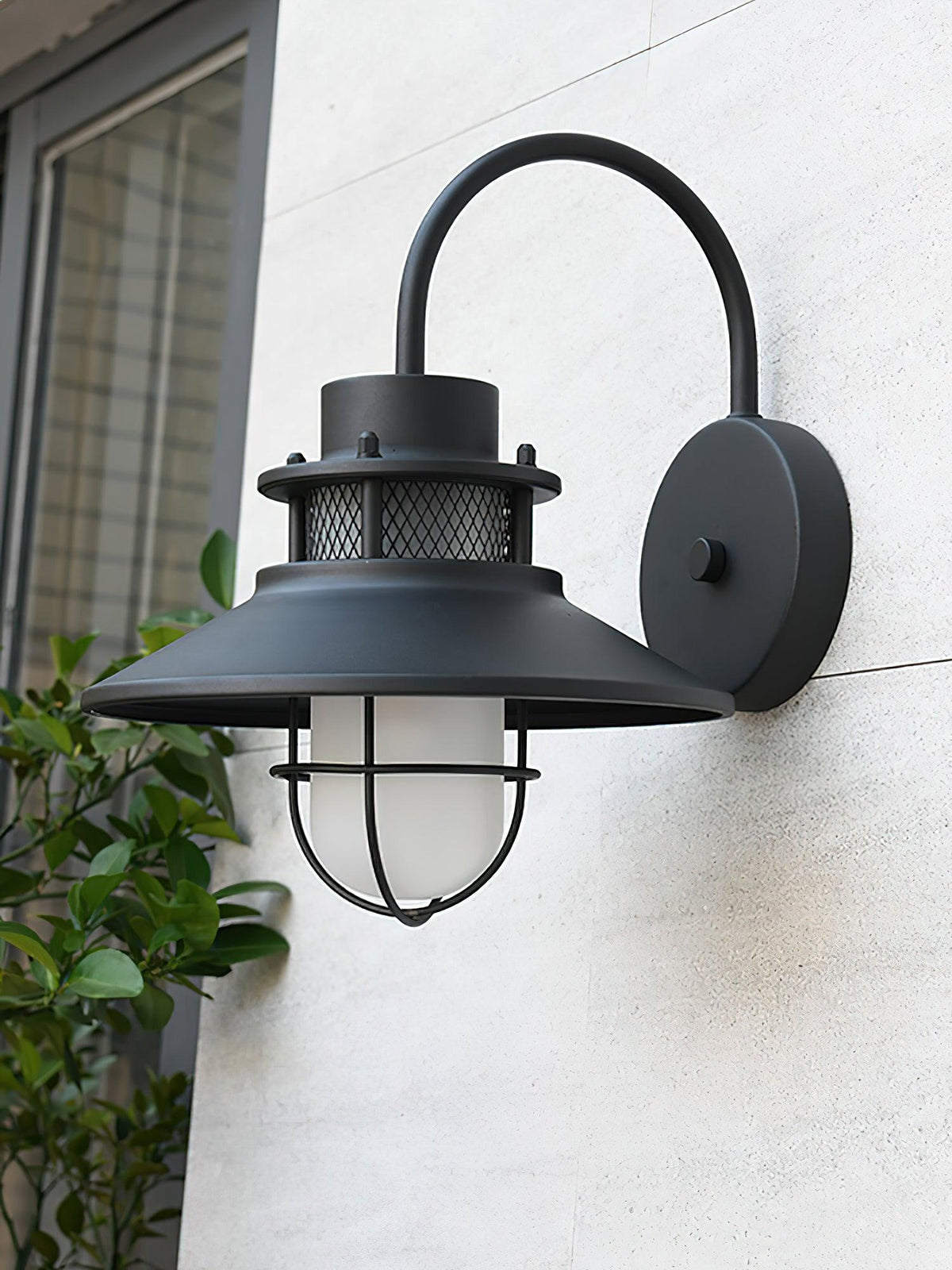 Lanterne murale industrielle Felix - luminaire à cage en acier étanche, 32×25×29cm