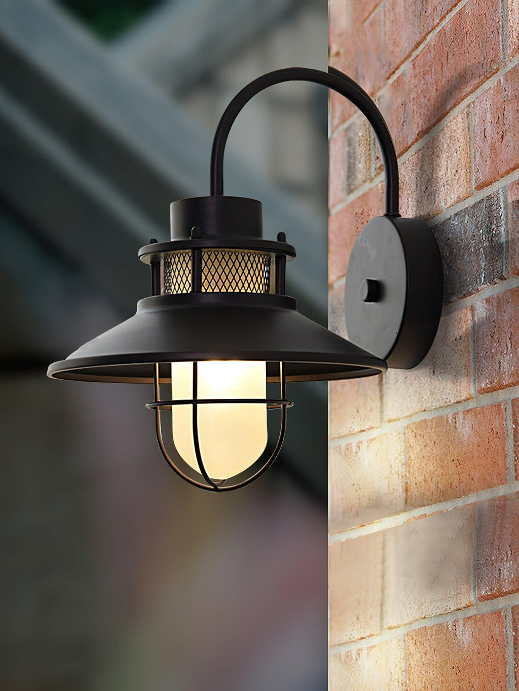 Lanterne murale industrielle Felix - luminaire à cage en acier étanche, 32×25×29cm